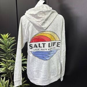 Salt Life Hoodie Vintage Rays pullover,pouch pocket,rib knit cuff/waist,drawcord